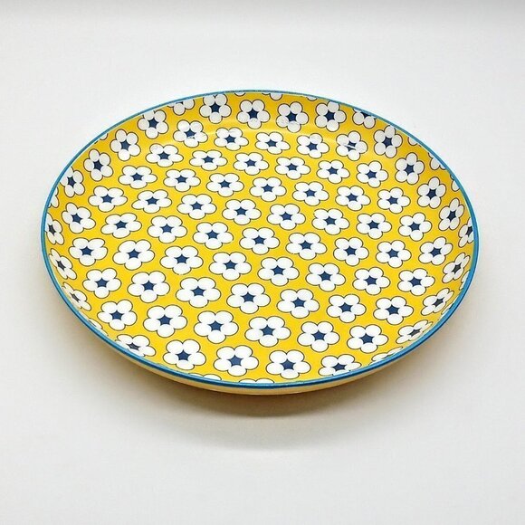Christopher Vine Australia Yellow Blue Cotton Bud Porcelain Plate - Picture 1 of 5